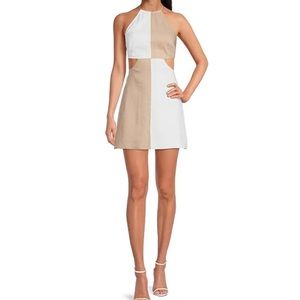 GIANNI BINI Ariella Color Block Halter Neck Sleeveless Mini Dress